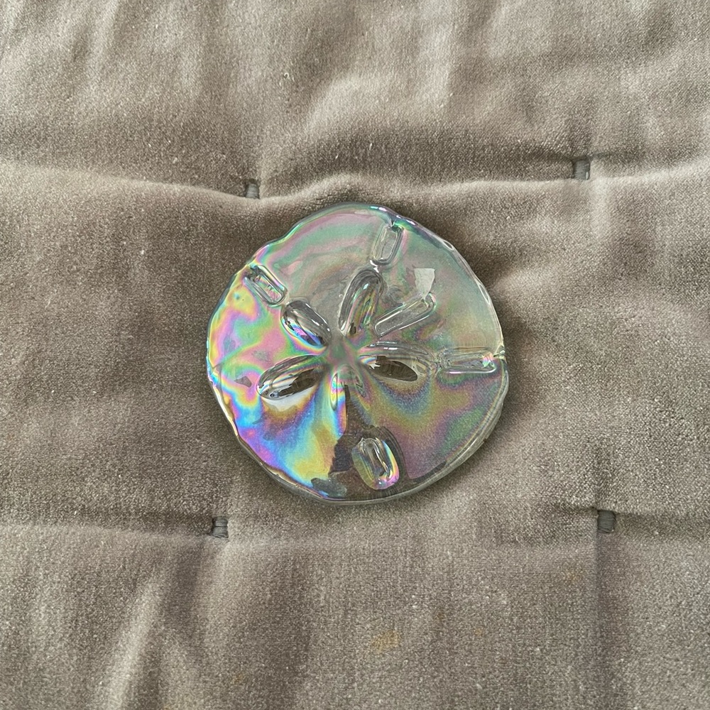 Iridescent glass sand dollar